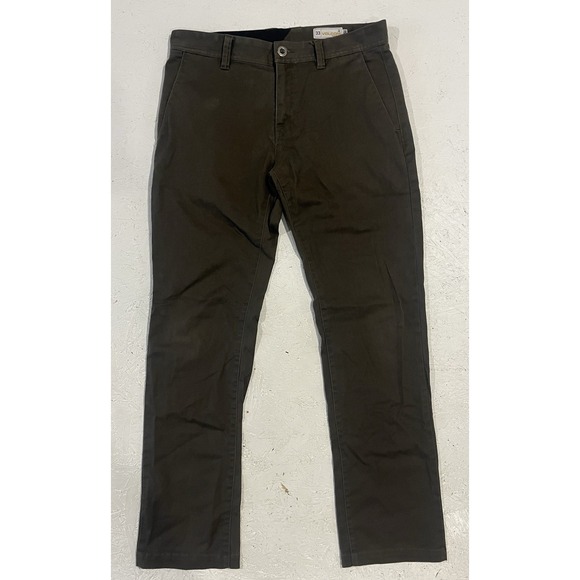 Volcom Olive Green Stretch Pants Men's 33 Casual Chino Straight Leg Lightweight - Picture 1 of 9